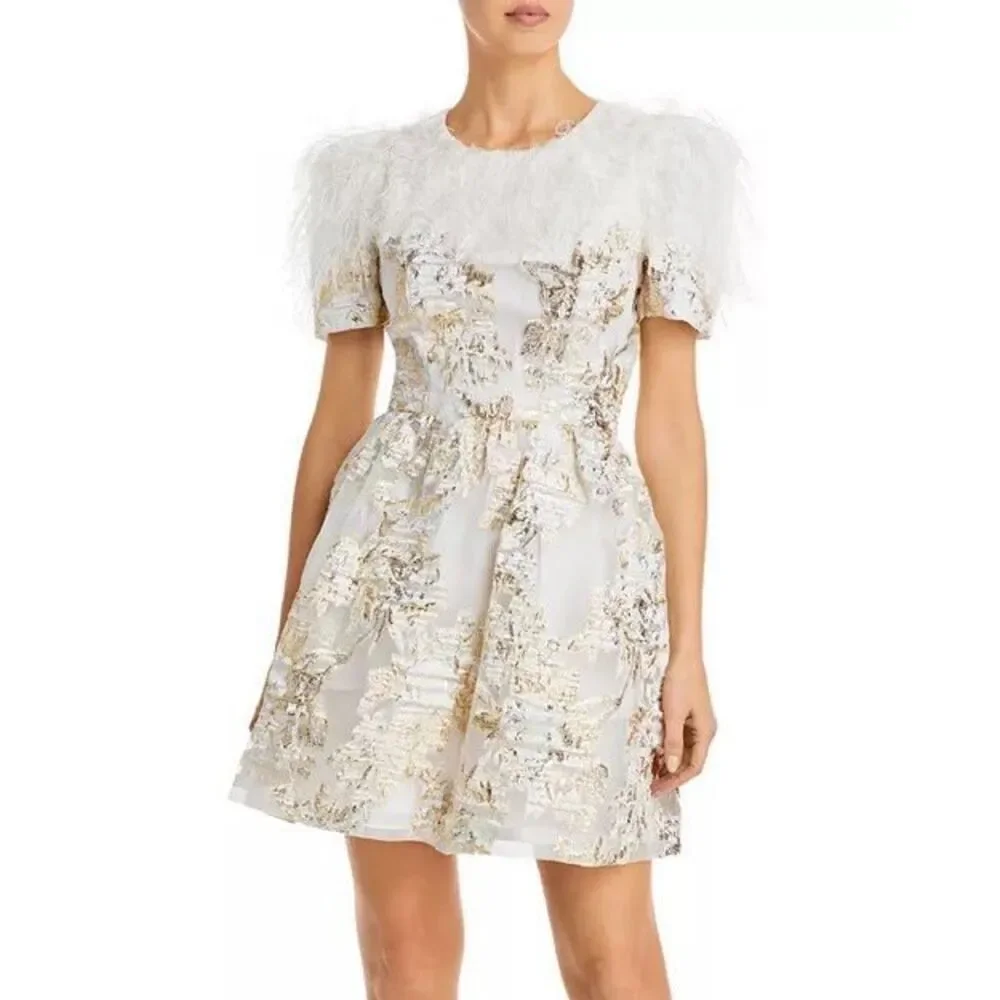 Black Halo White and Gold Mini Dress - Picture 3 of 10
